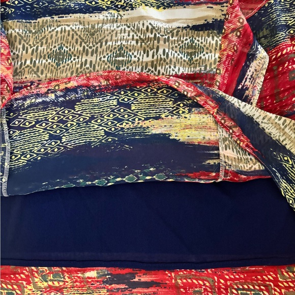 NY Collection Blouse Women’s Large Multicolor Sleeveless Crochet Ruffles Lined - Picture 6 of 8